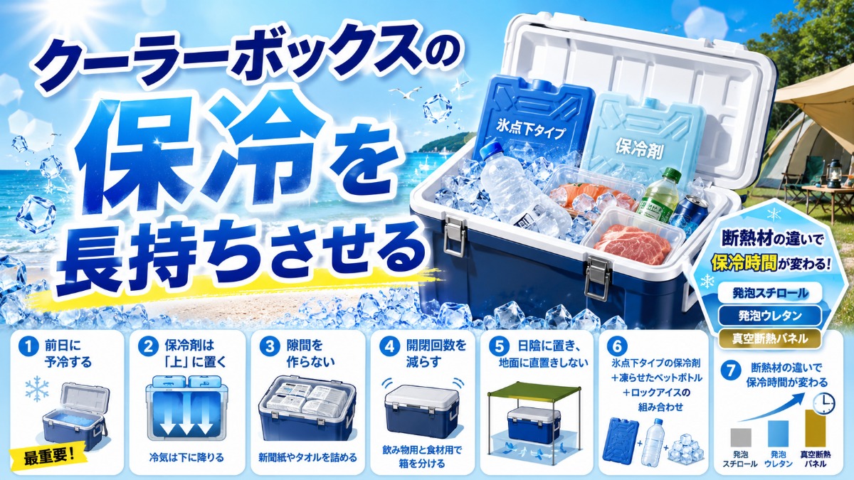 クーラーボックスの保冷を長持ちさせる方法のアイキャッチ画像