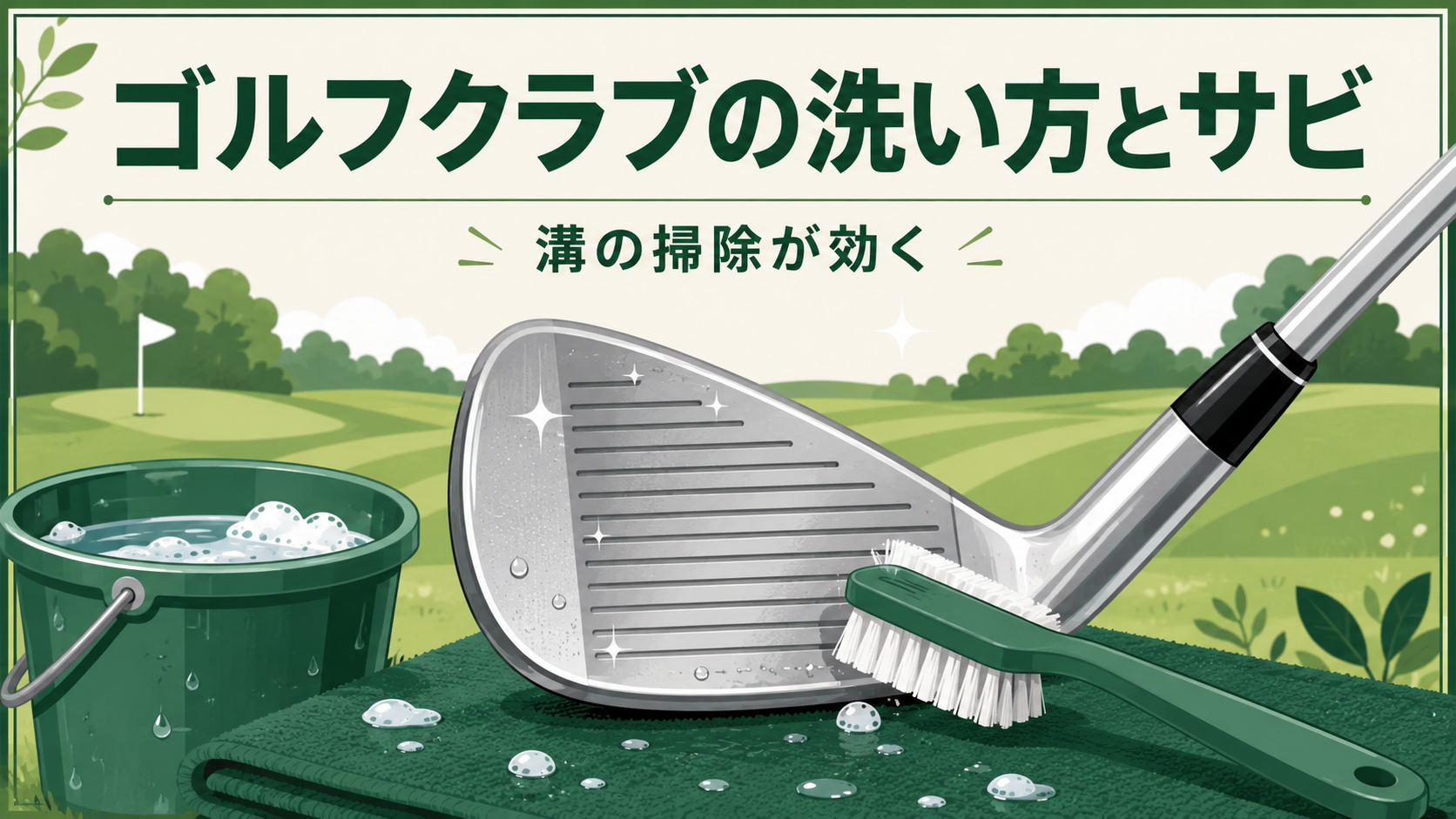 ゴルフクラブの洗い方とサビの落とし方｜溝の掃除が効くのアイキャッチ画像