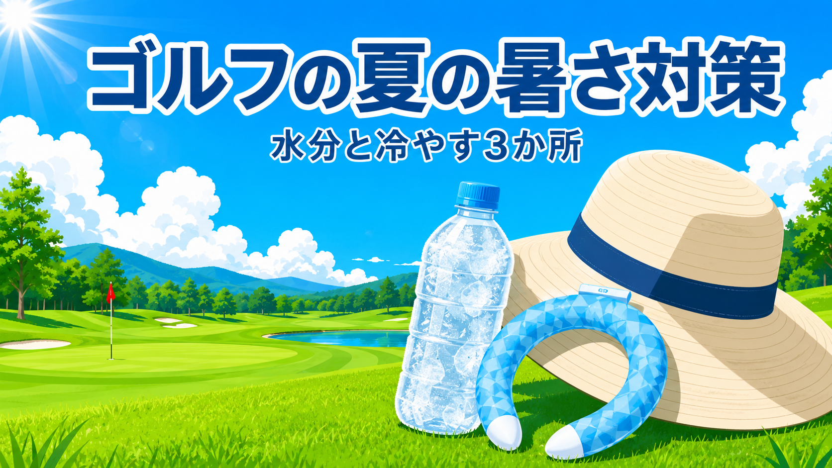 ゴルフの夏の暑さ対策｜後半でバテない水分と冷やす3か所のアイキャッチ画像