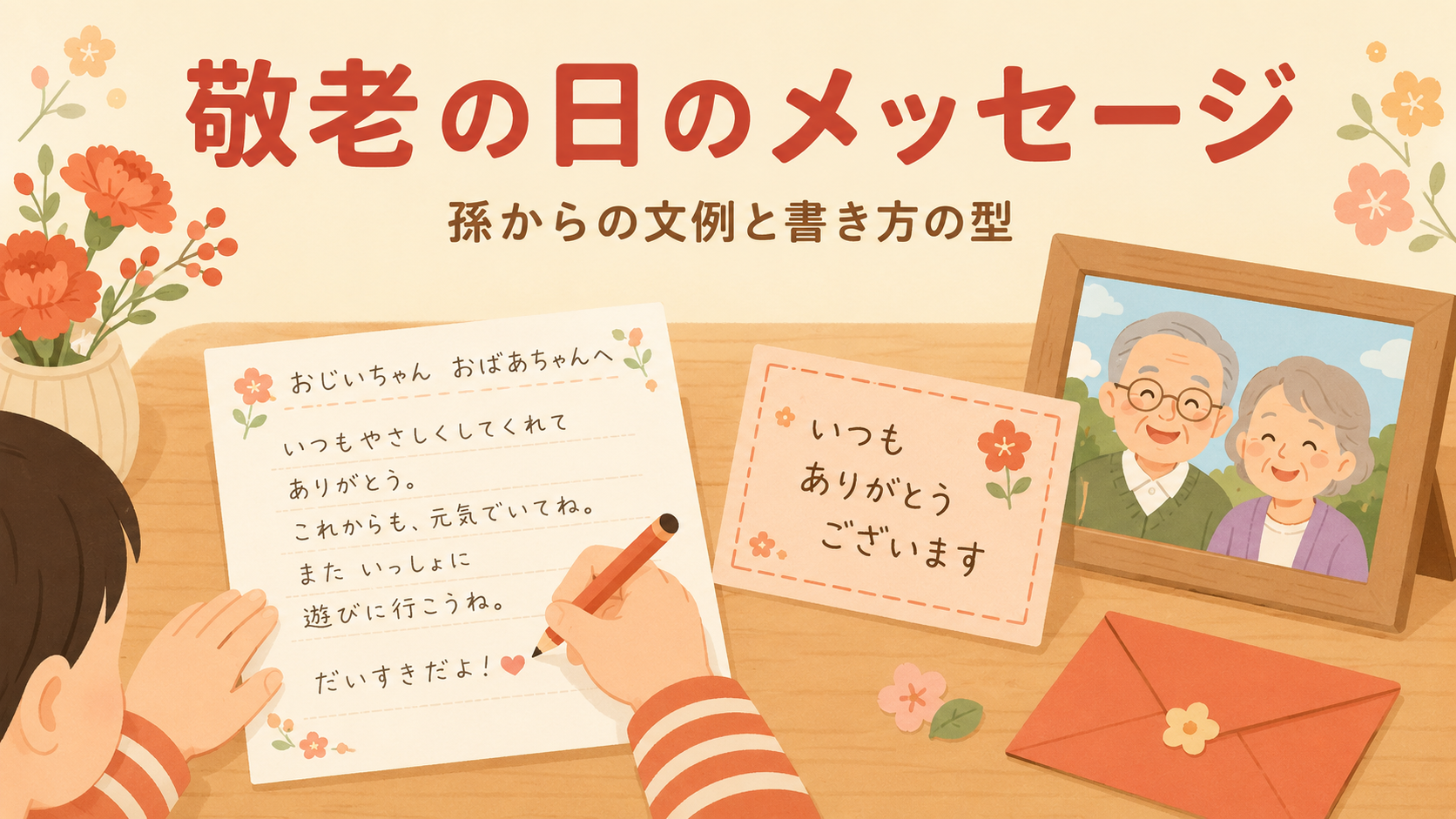 敬老の日のメッセージ｜孫からの文例と書き方の型・避けたい言葉のアイキャッチ画像