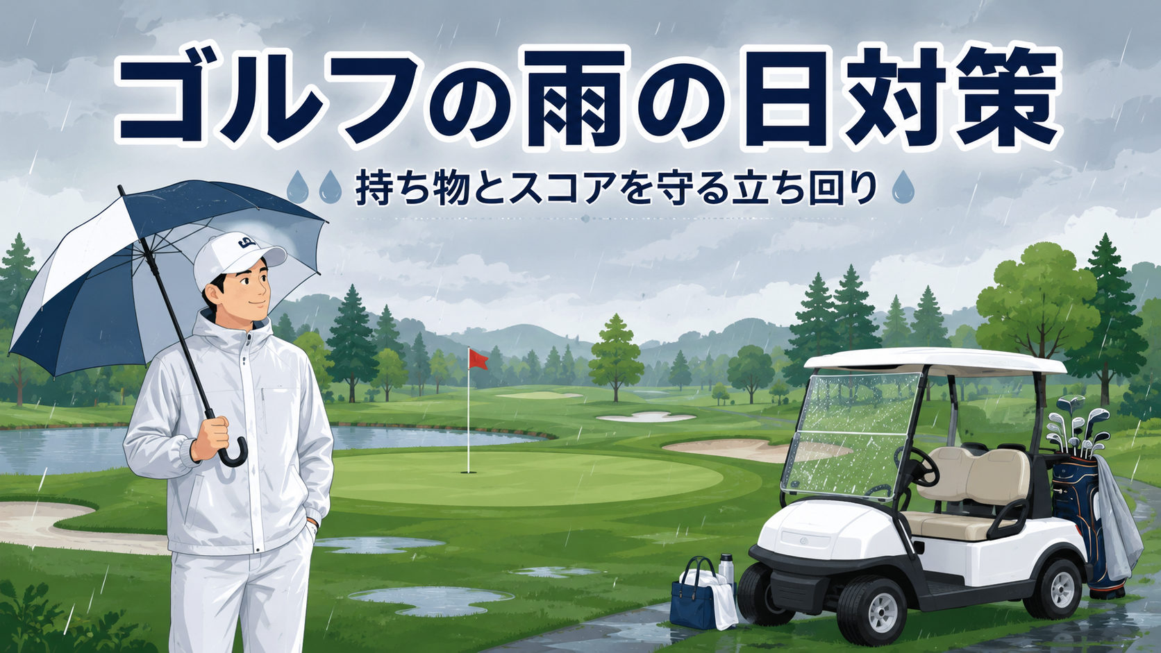 ゴルフの雨の日対策｜持ち物リストとスコアを崩さない立ち回りのアイキャッチ画像