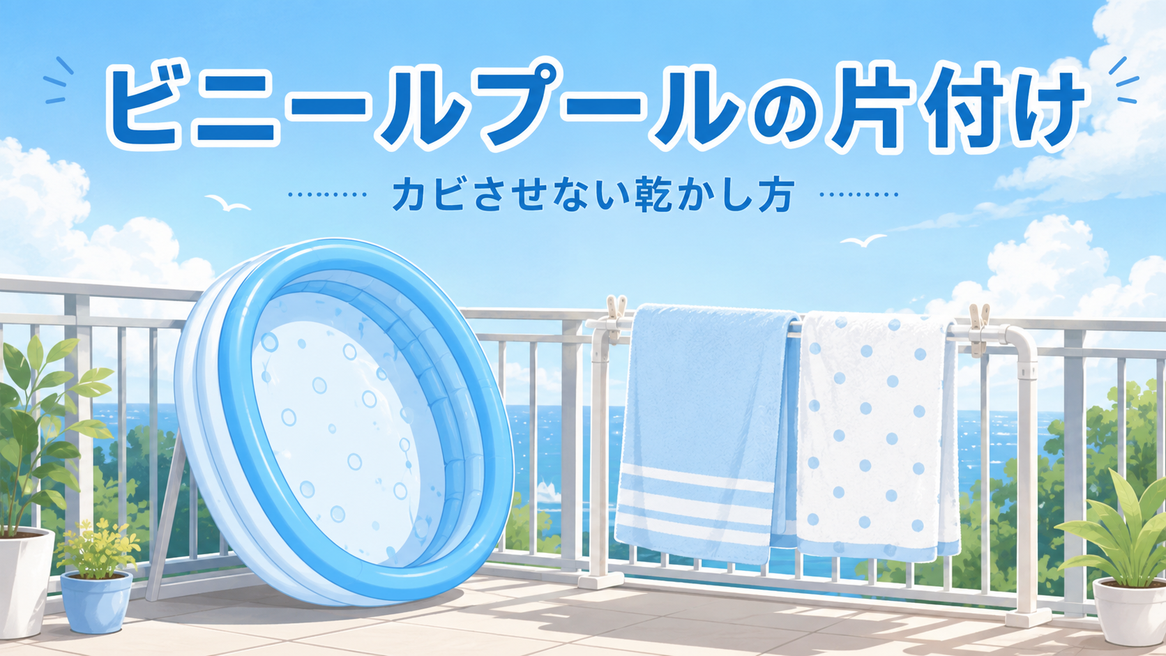 ビニールプールの片付け方｜カビさせない乾かし方と収納のコツのアイキャッチ画像