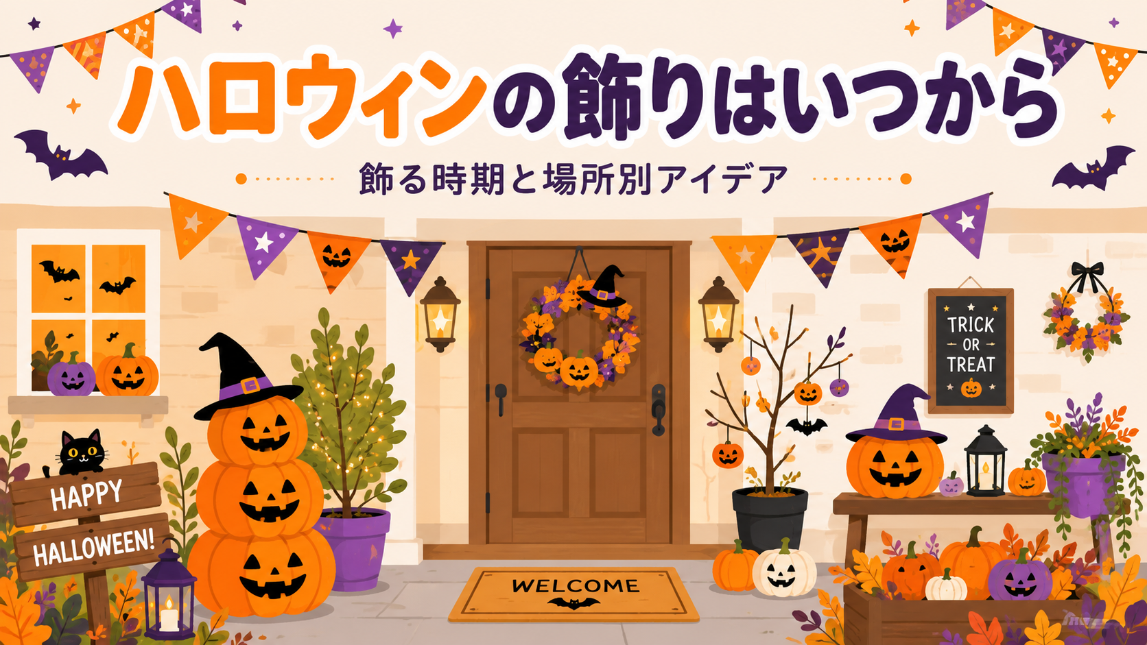 ハロウィンの飾りはいつから？飾る時期の目安と場所別アイデアのアイキャッチ画像