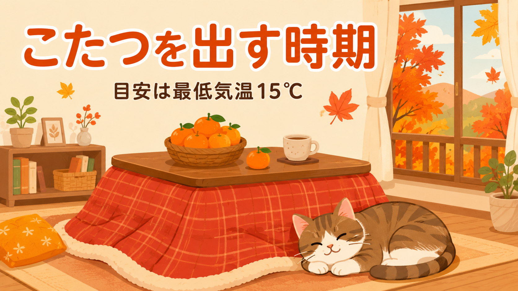 こたつを出す時期はいつ？目安は最低気温15℃・地域別早見表と出す前チェックのアイキャッチ画像