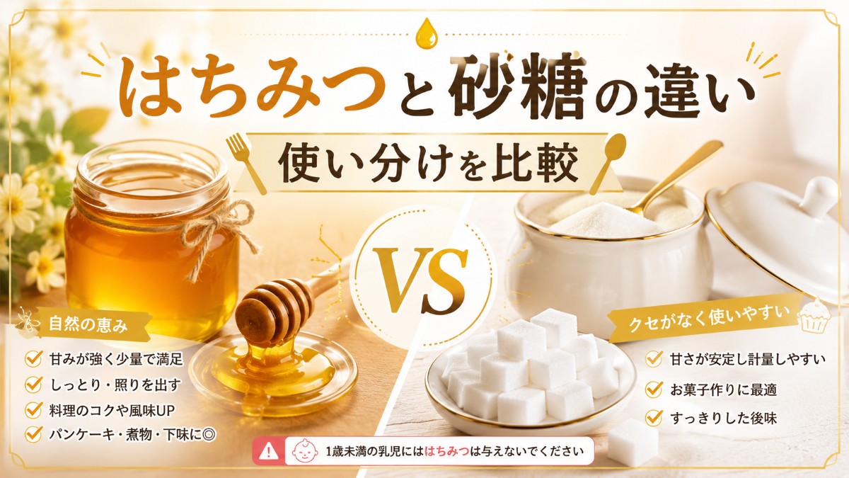 はちみつと砂糖の違いのアイキャッチ画像