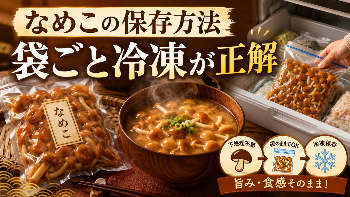 なめこの保存方法のアイキャッチ画像