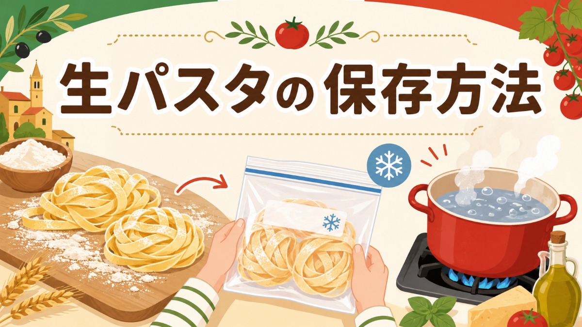 生パスタの保存方法のアイキャッチ画像