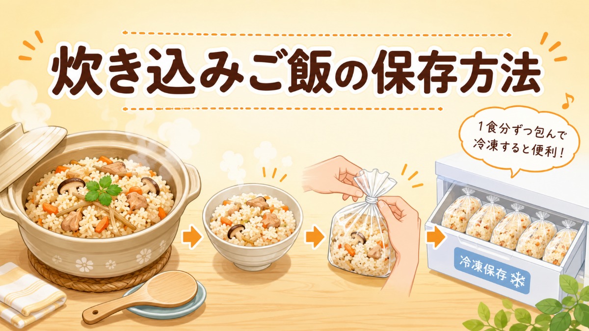 炊き込みご飯の保存方法のアイキャッチ画像