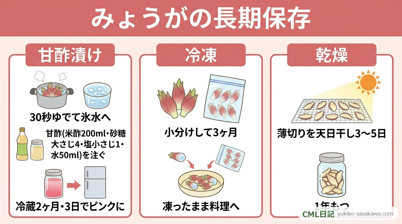 みょうがの長期保存のまとめレシピカード