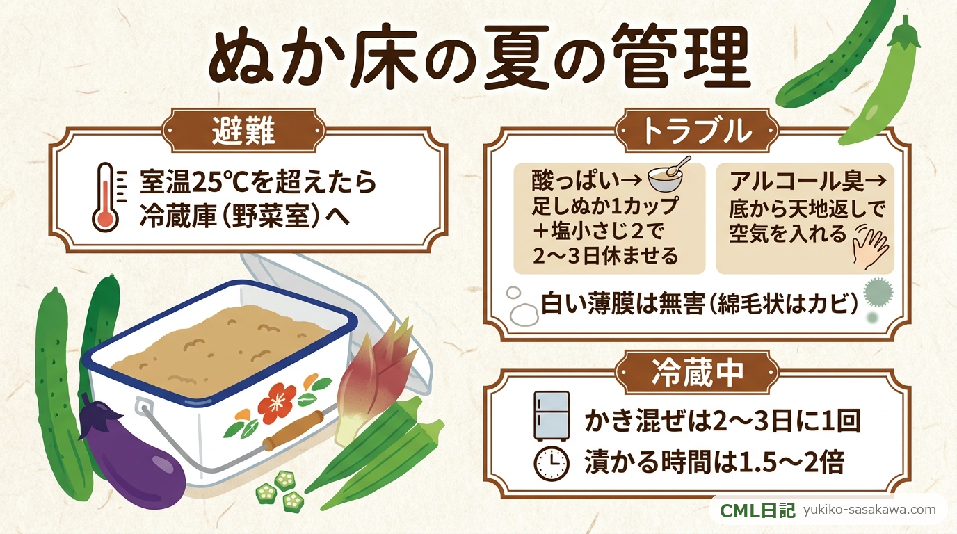 ぬか床の夏の管理のまとめレシピカード
