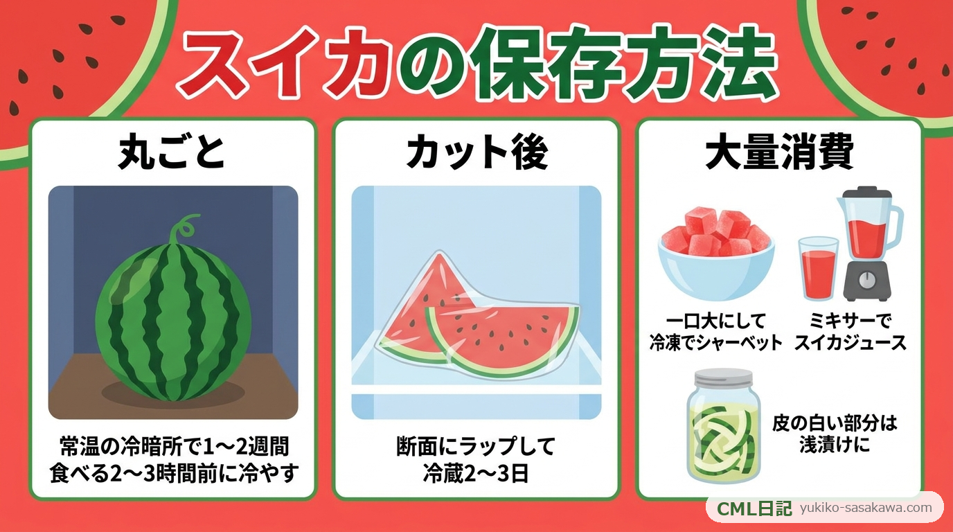 スイカの保存方法のまとめレシピカード