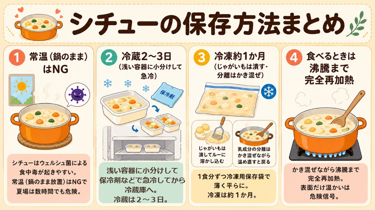 シチューの保存方法まとめ図解