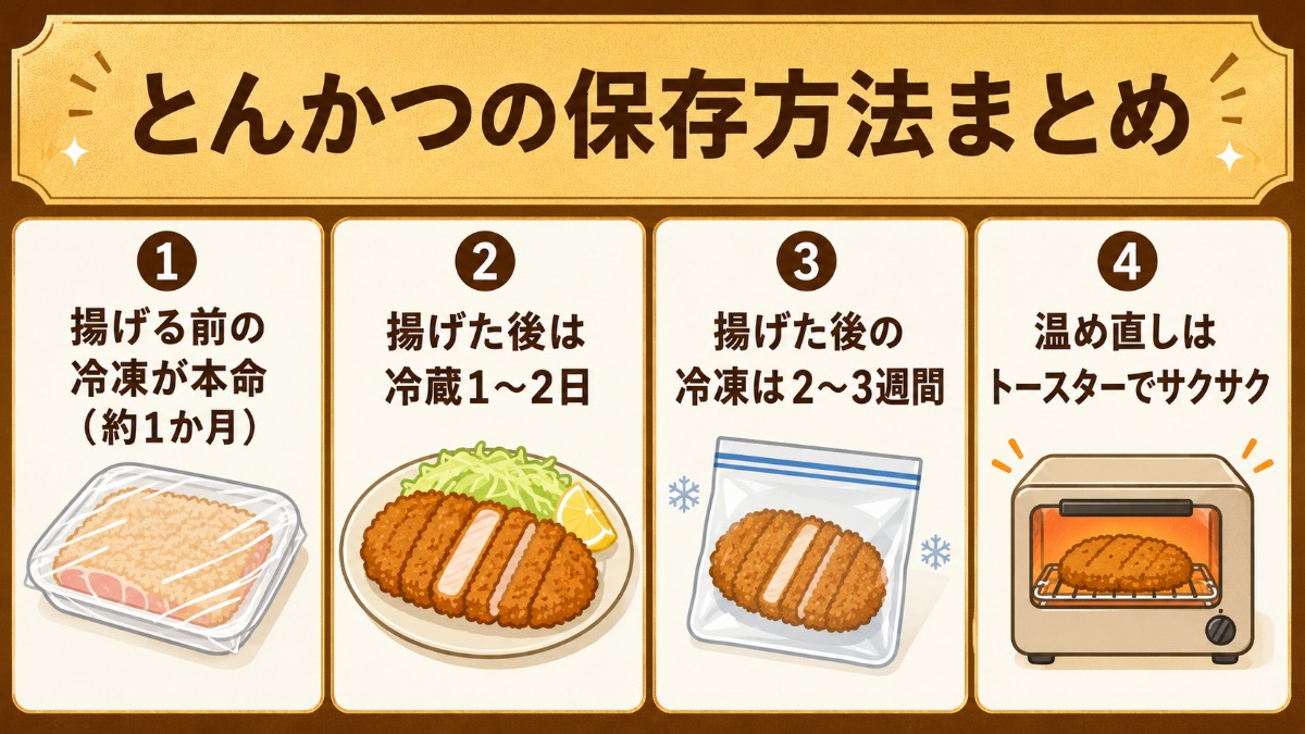 とんかつの保存方法まとめ図解