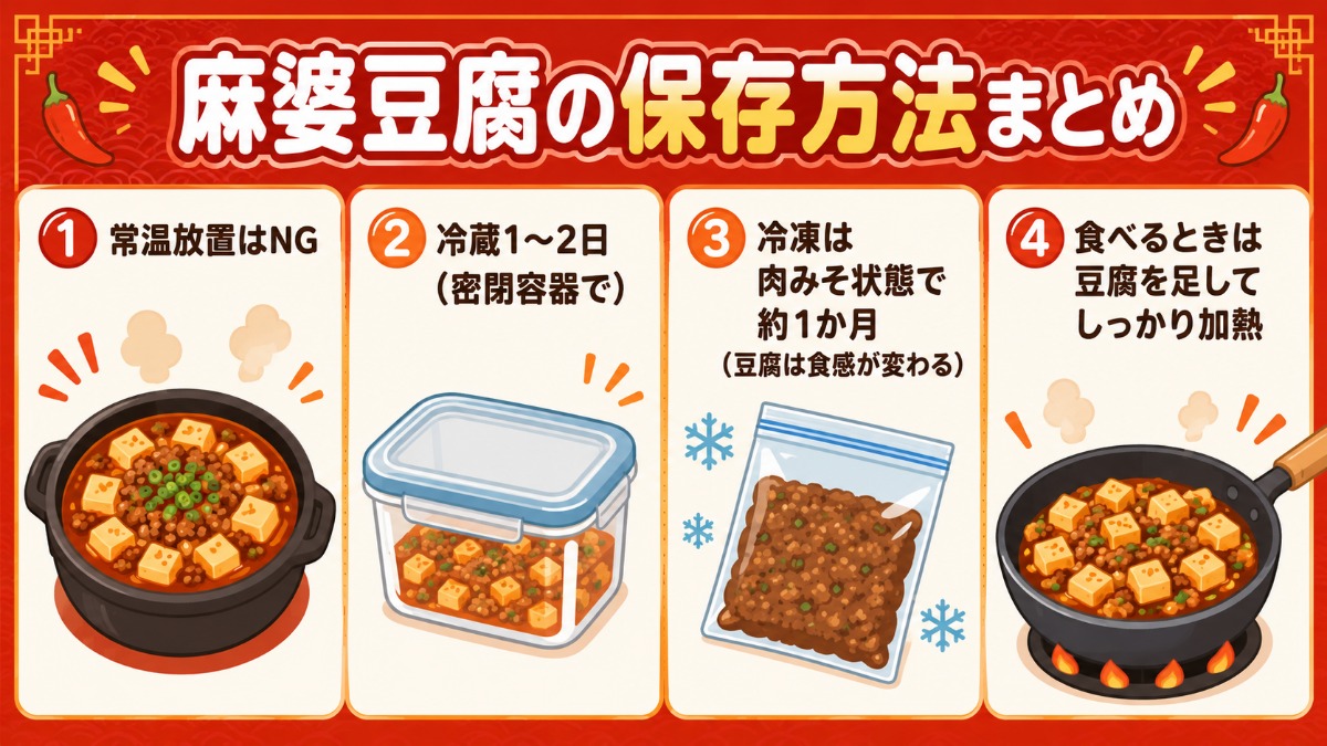麻婆豆腐の保存方法まとめ図解