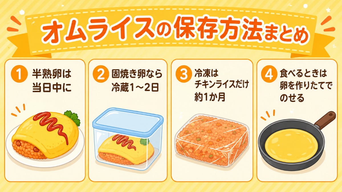 オムライスの保存方法まとめ図解