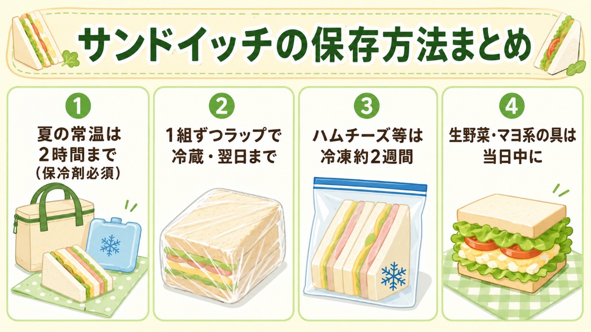 サンドイッチの保存方法まとめ図解