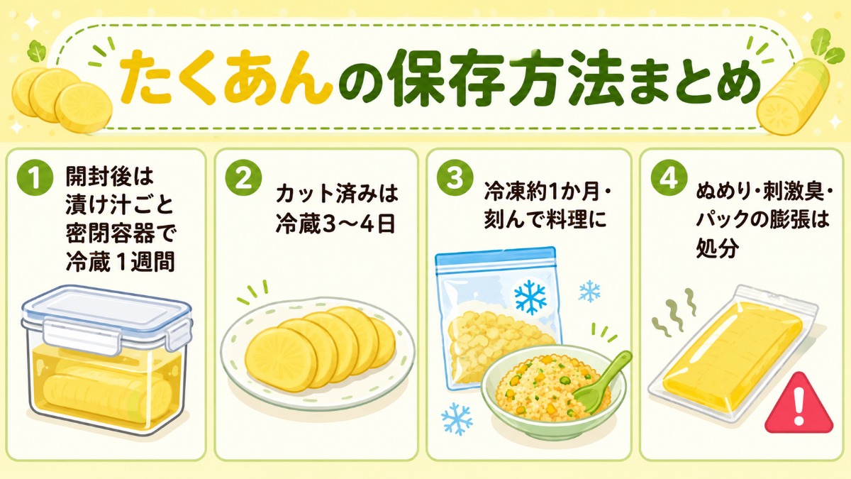 たくあんの保存方法まとめ図解