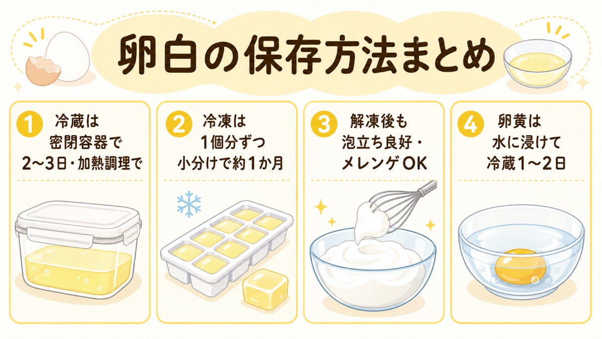卵白の保存方法まとめ図解
