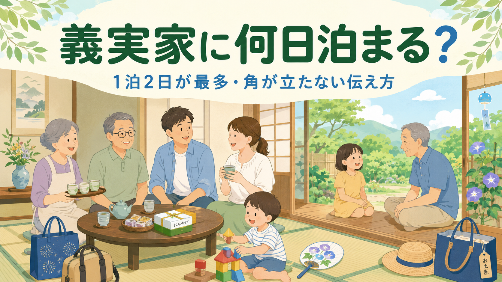 お盆に義実家へ何日泊まる？1泊2日が最多・角が立たない伝え方のアイキャッチ画像