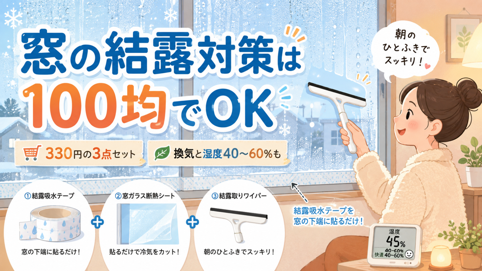 窓の結露対策は100均でOK｜330円の3点セット