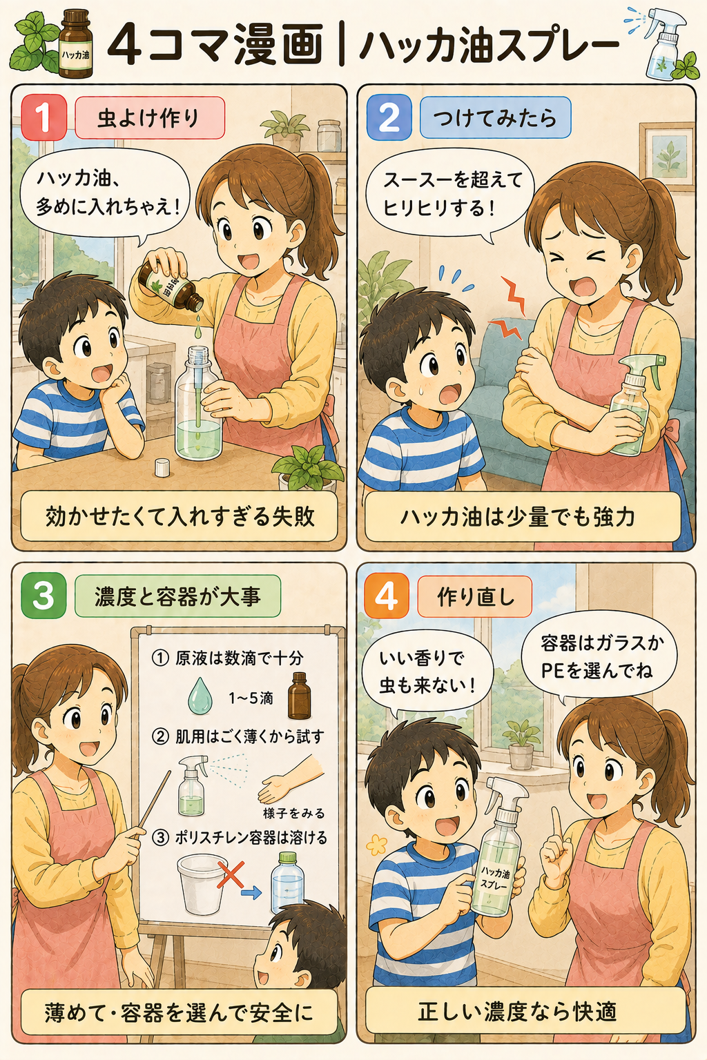 4コマ漫画｜ハッカ油スプレー