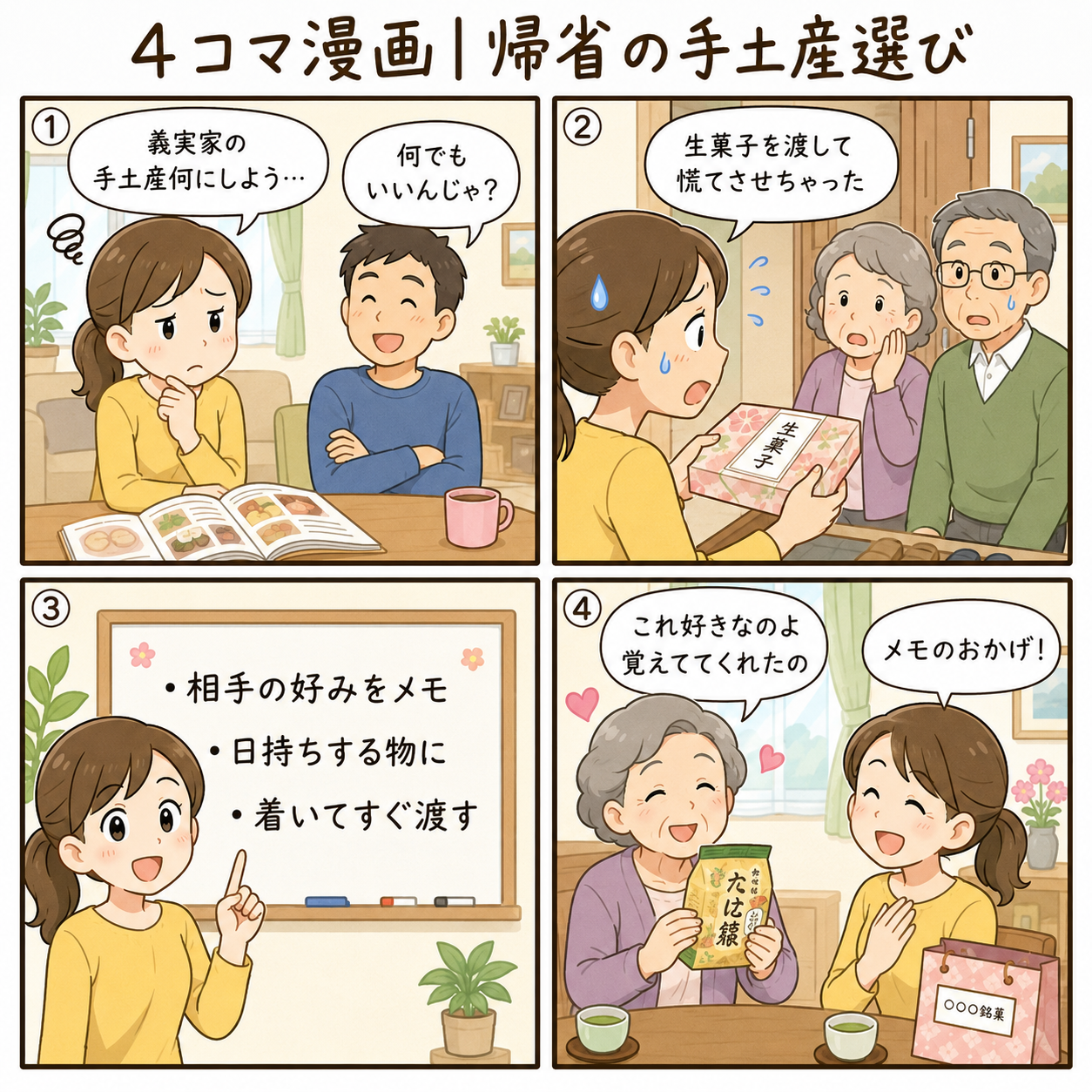 4コマ漫画｜帰省の手土産選び