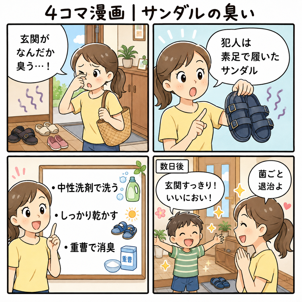 4コマ漫画｜サンダルの臭い