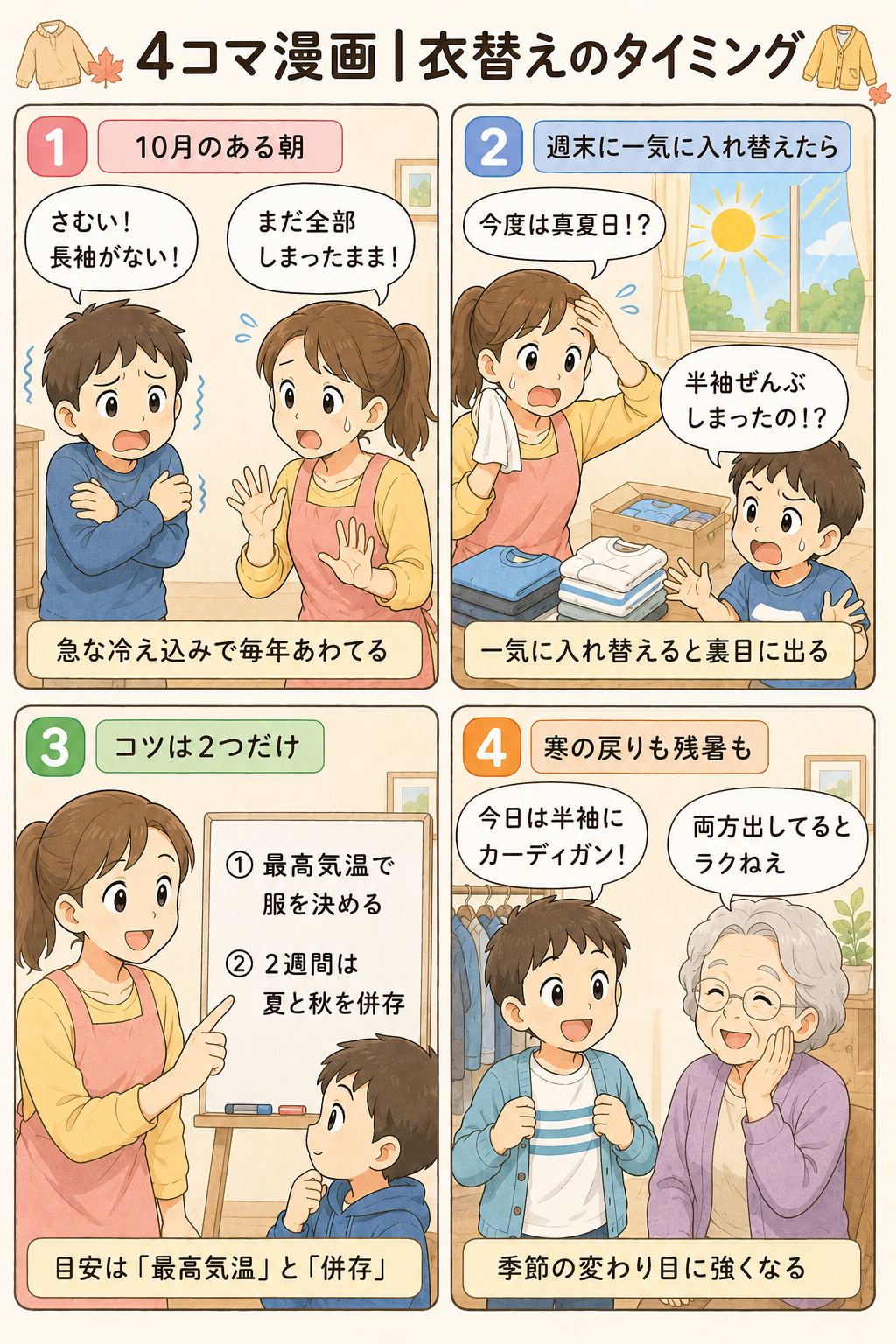 4コマ漫画｜衣替えのタイミング