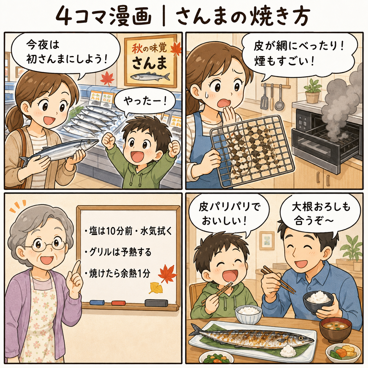 4コマ漫画｜さんまを上手に焼きたい