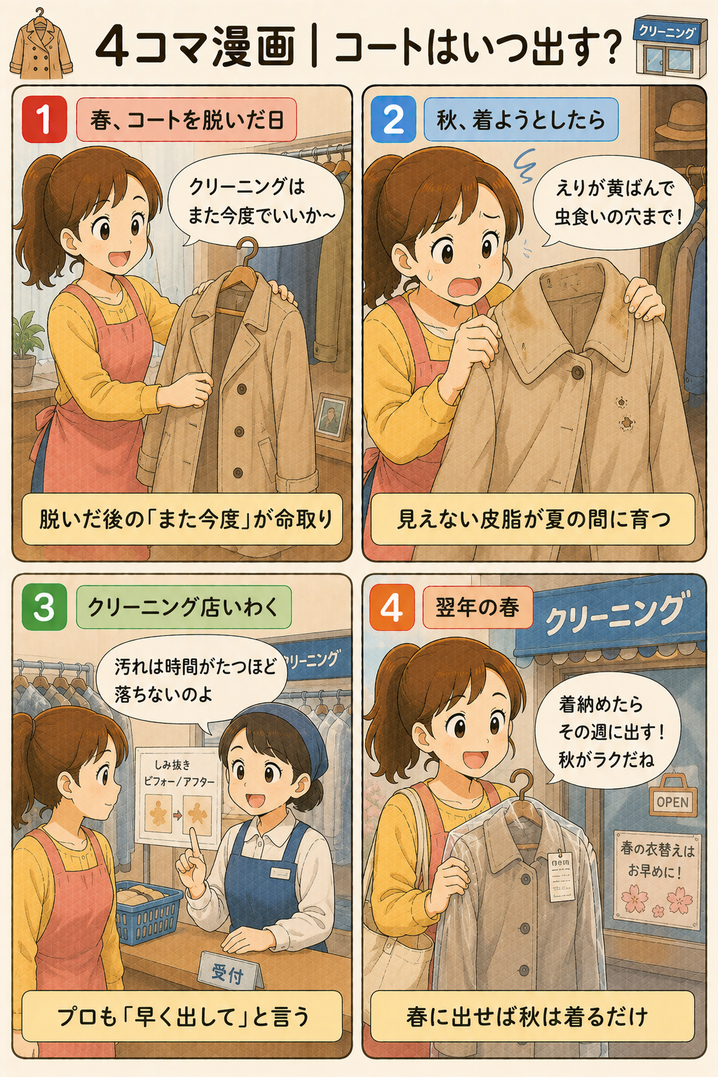 4コマ漫画｜コートはいつ出す？