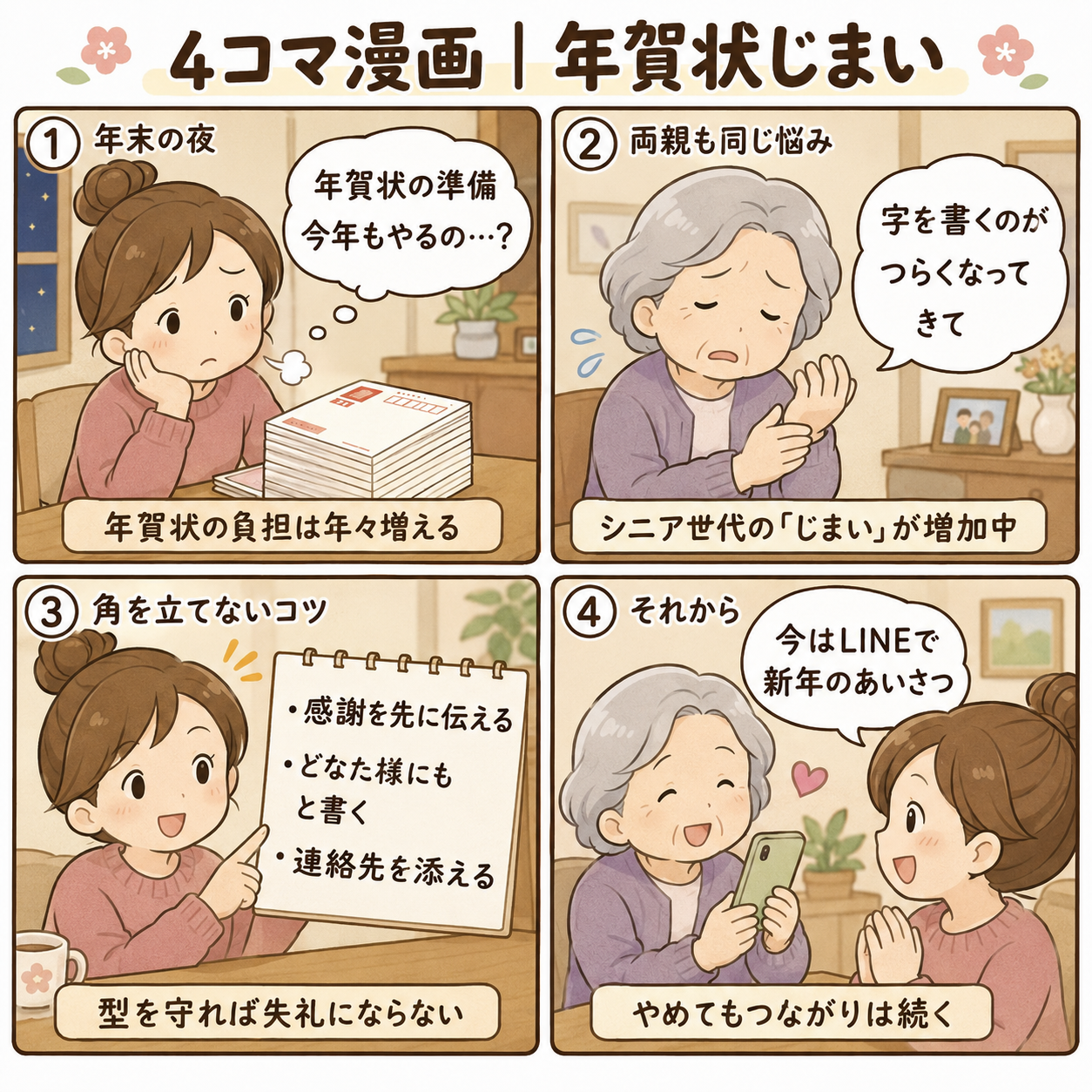 4コマ漫画|年賀状じまい