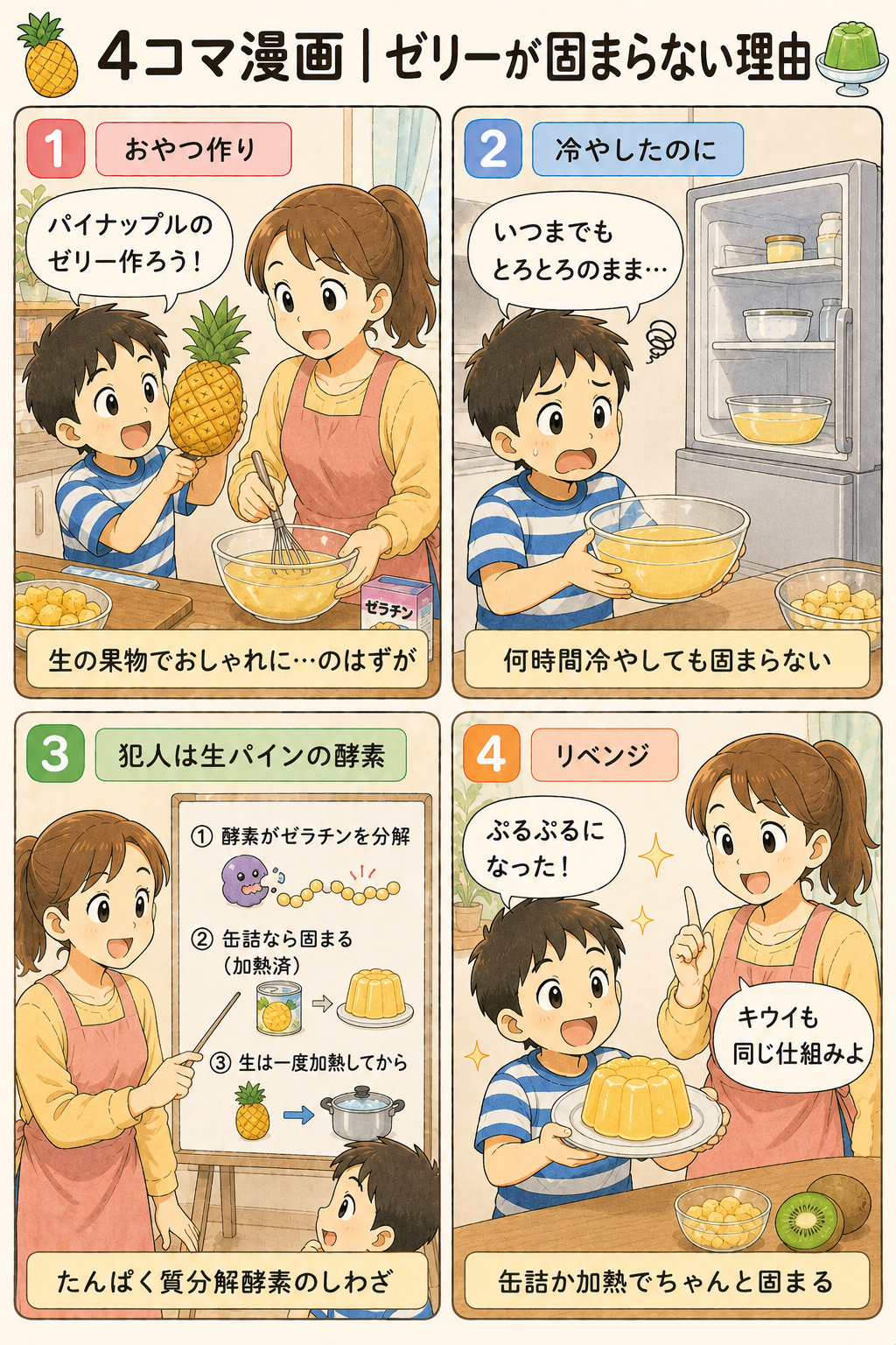 4コマ漫画｜ゼリーが固まらない理由