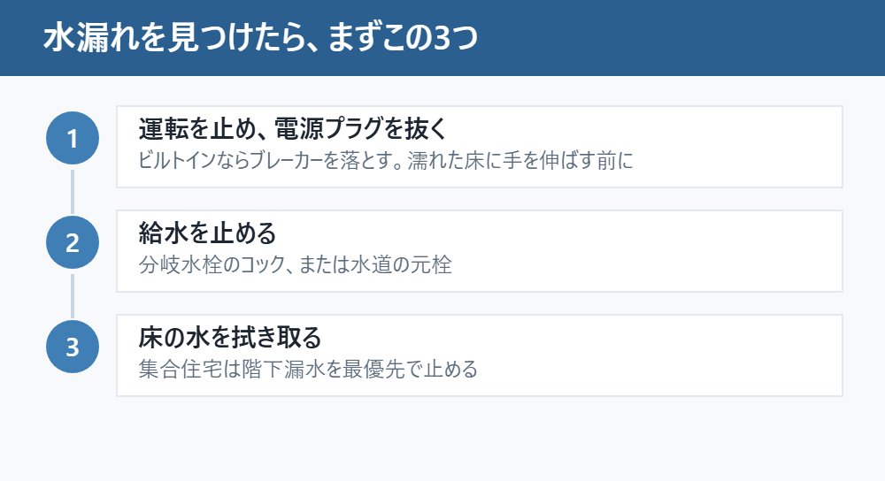 水漏れを見つけたら、まずこの3つ