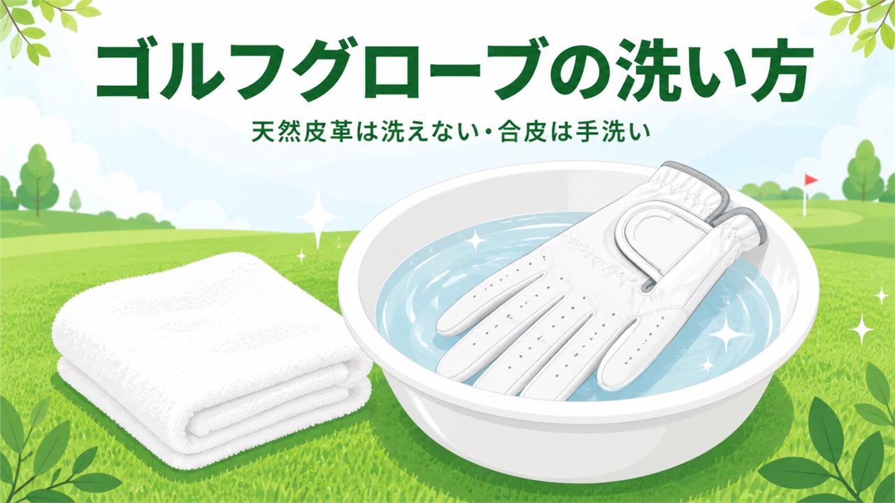 ゴルフグローブの洗い方｜天然皮革は洗えない・合皮ははめたままのアイキャッチ画像