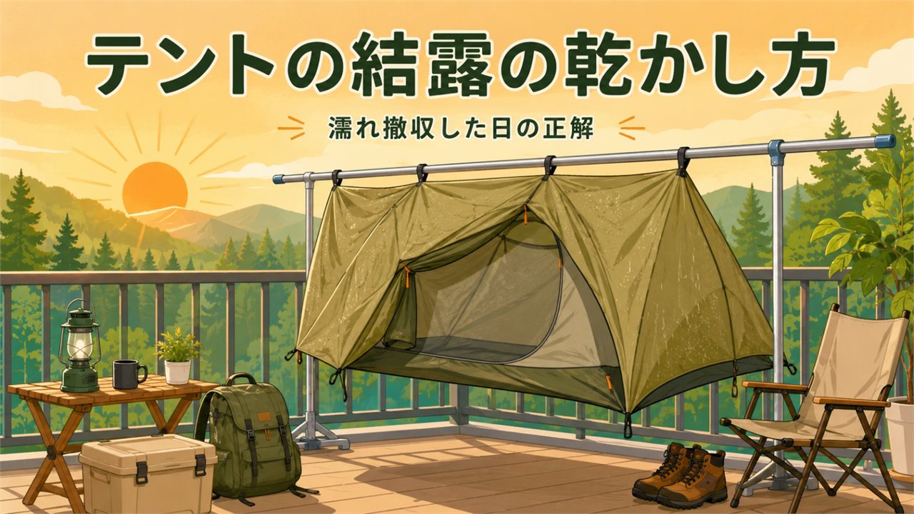 テントの結露の乾かし方｜濡れ撤収した日の正解4通りとカビさせない保管のアイキャッチ画像