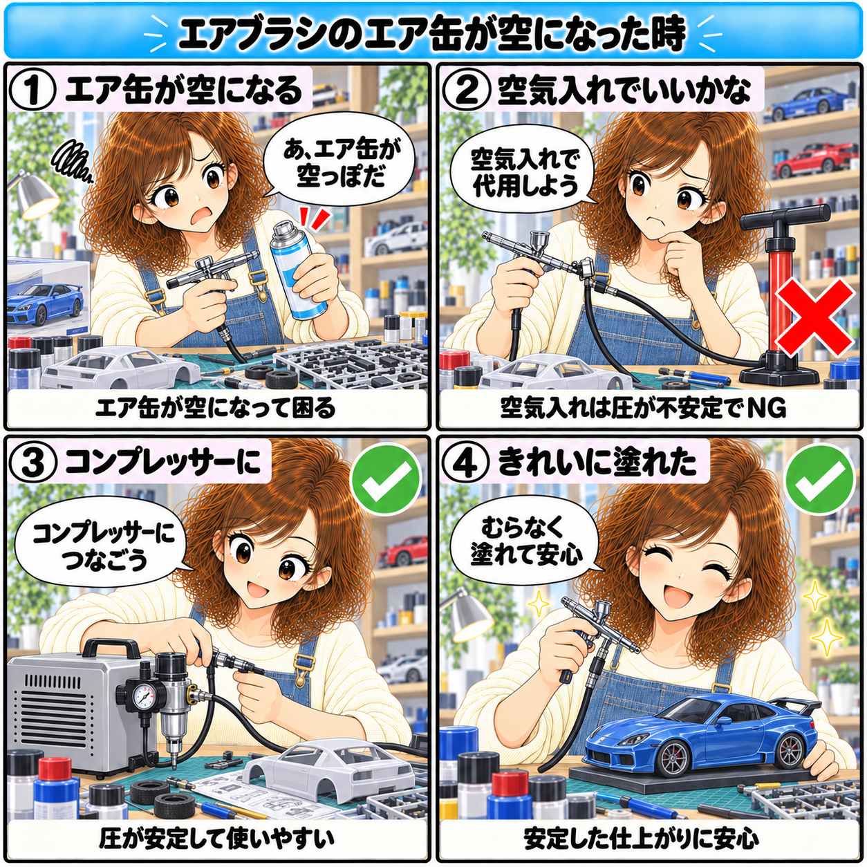 4コマ漫画:エアブラシの代用