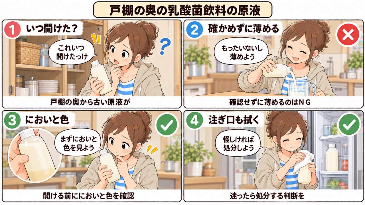4コマ漫画:戸棚の奥から出てきた原液