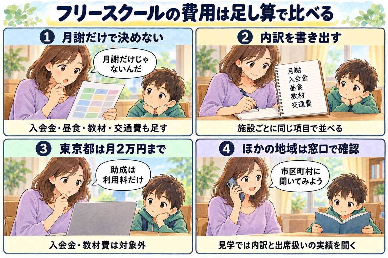 4コマ漫画:費用を足し算して比べる