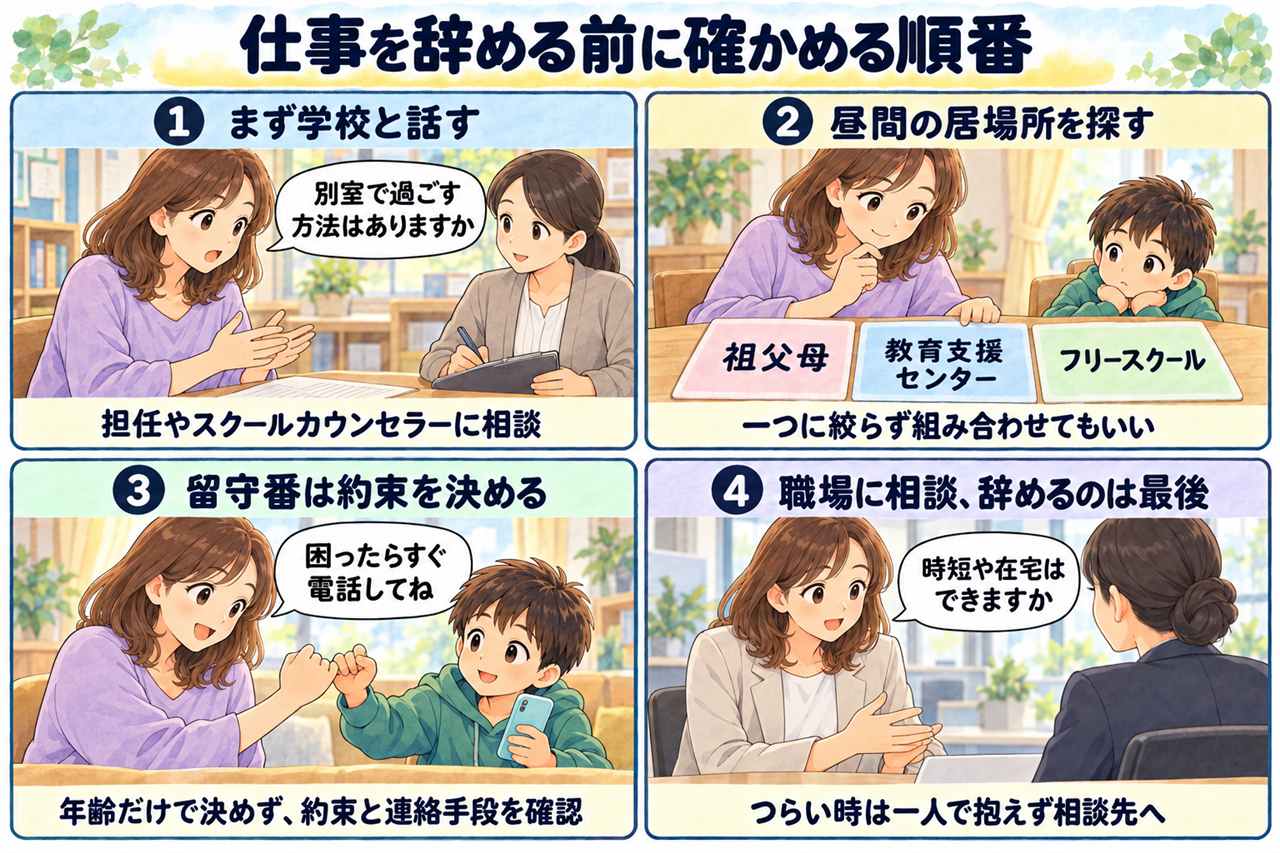 4コマ漫画:辞める前に選択肢を並べる