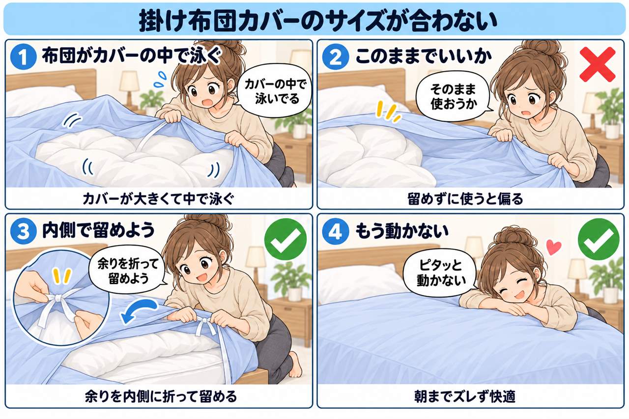 4コマ漫画:カバーが大きすぎた