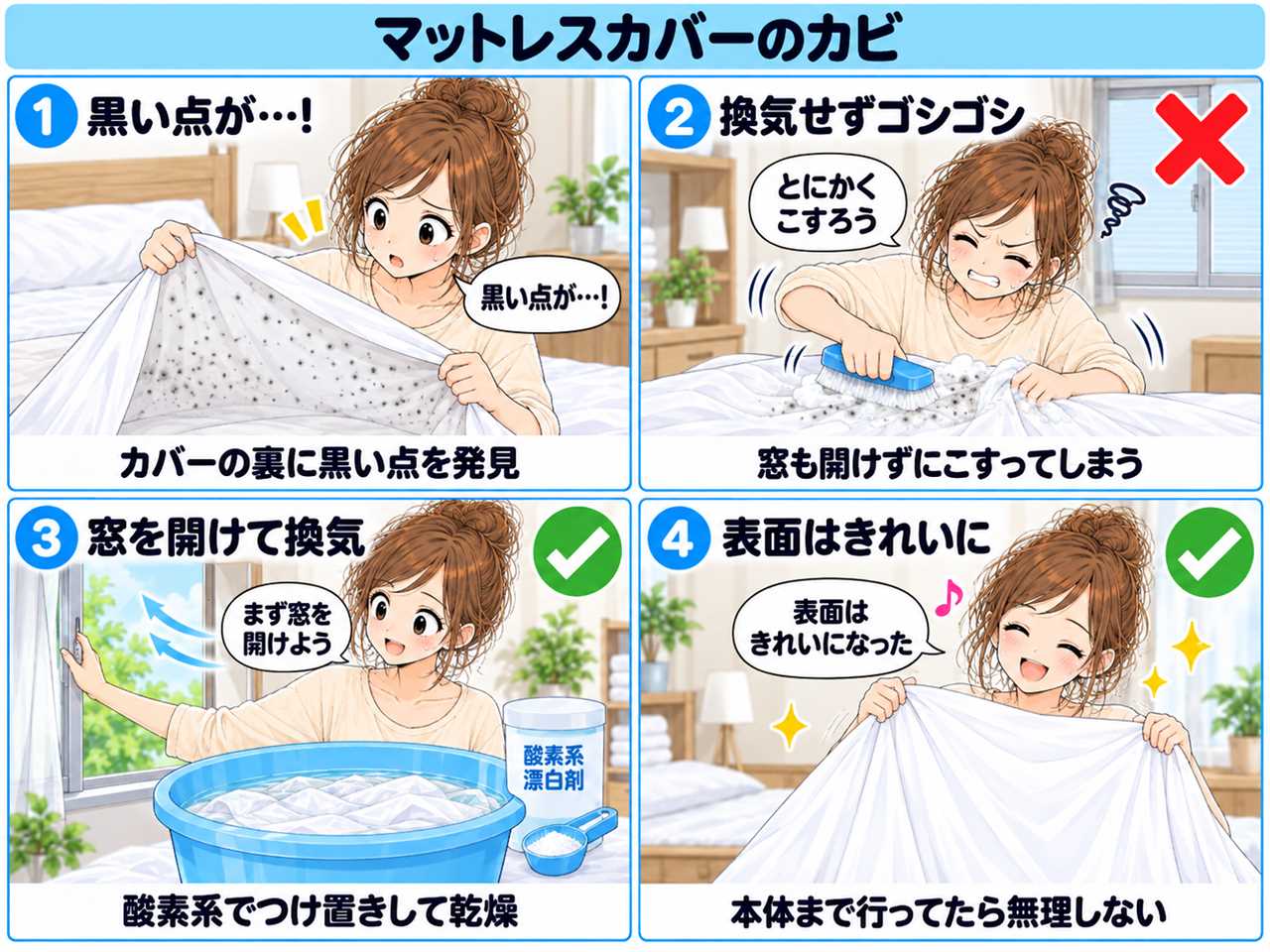 4コマ漫画:カバーの裏の黒い点