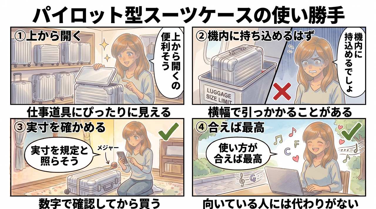 4コマ漫画:リモワ パイロットの使い勝手