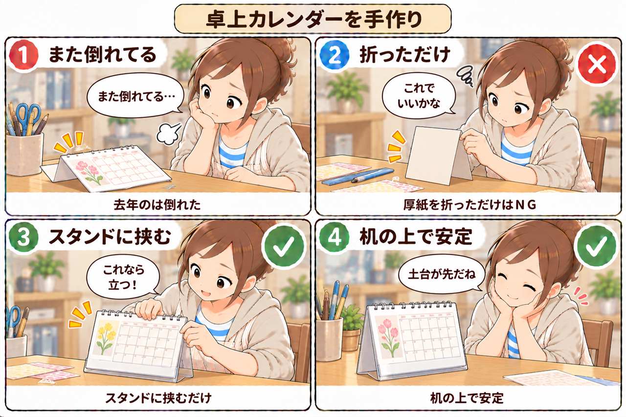 4コマ漫画:卓上カレンダーの手作り