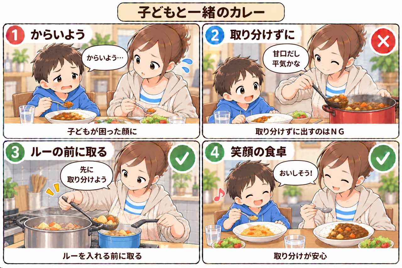 4コマ漫画：子どもとバーモントカレー