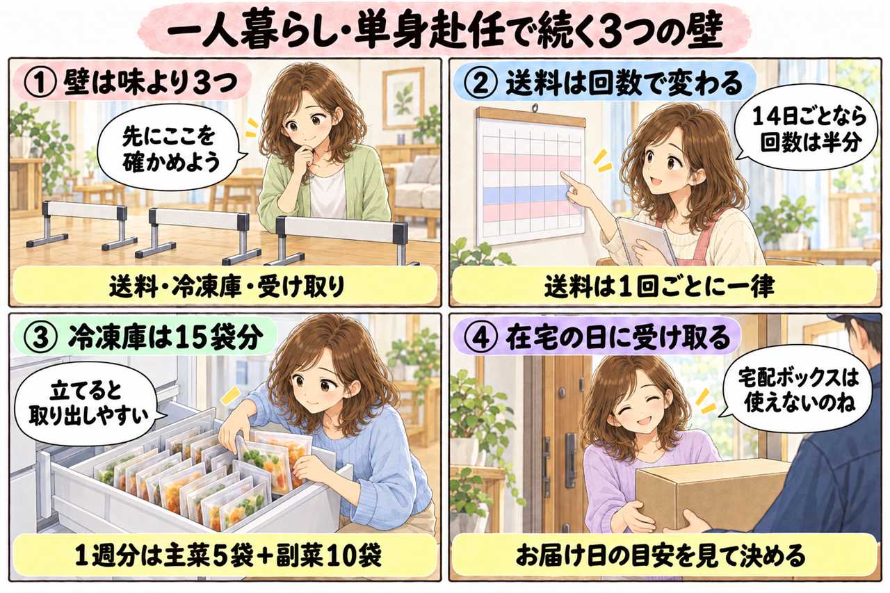 4コマ漫画:続けられるかの3つの壁