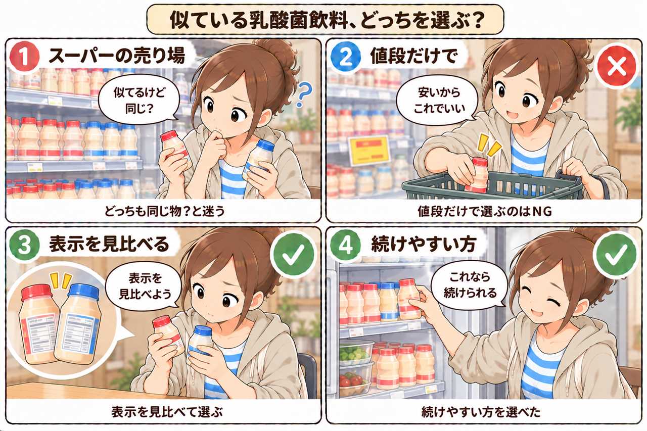 4コマ漫画:ヤクルトとピルクルどっちを選ぶ