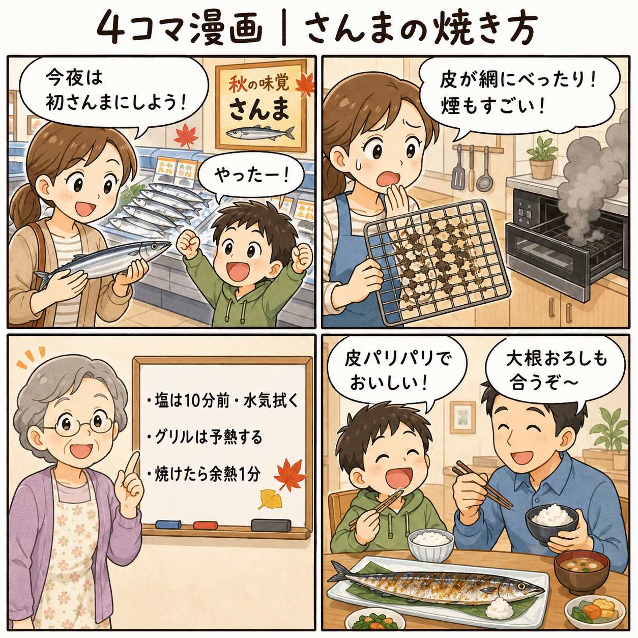 4コマ漫画|さんまを上手に焼きたい