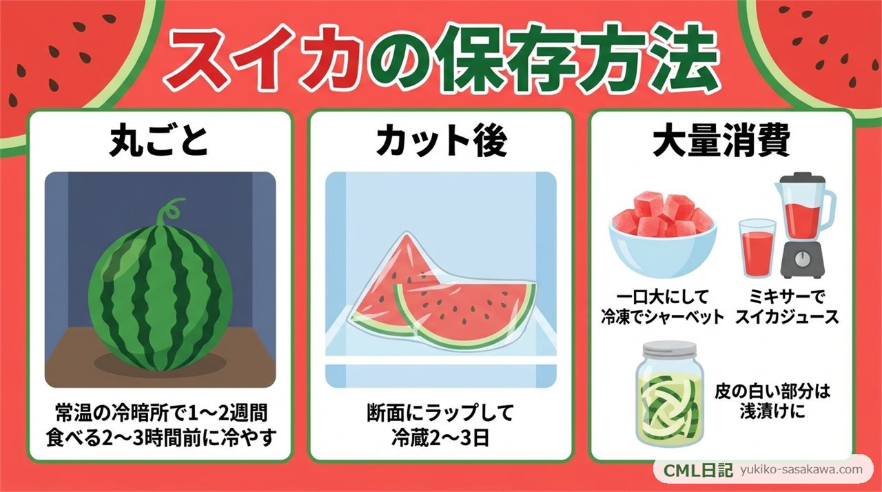 スイカの保存方法のまとめレシピカード