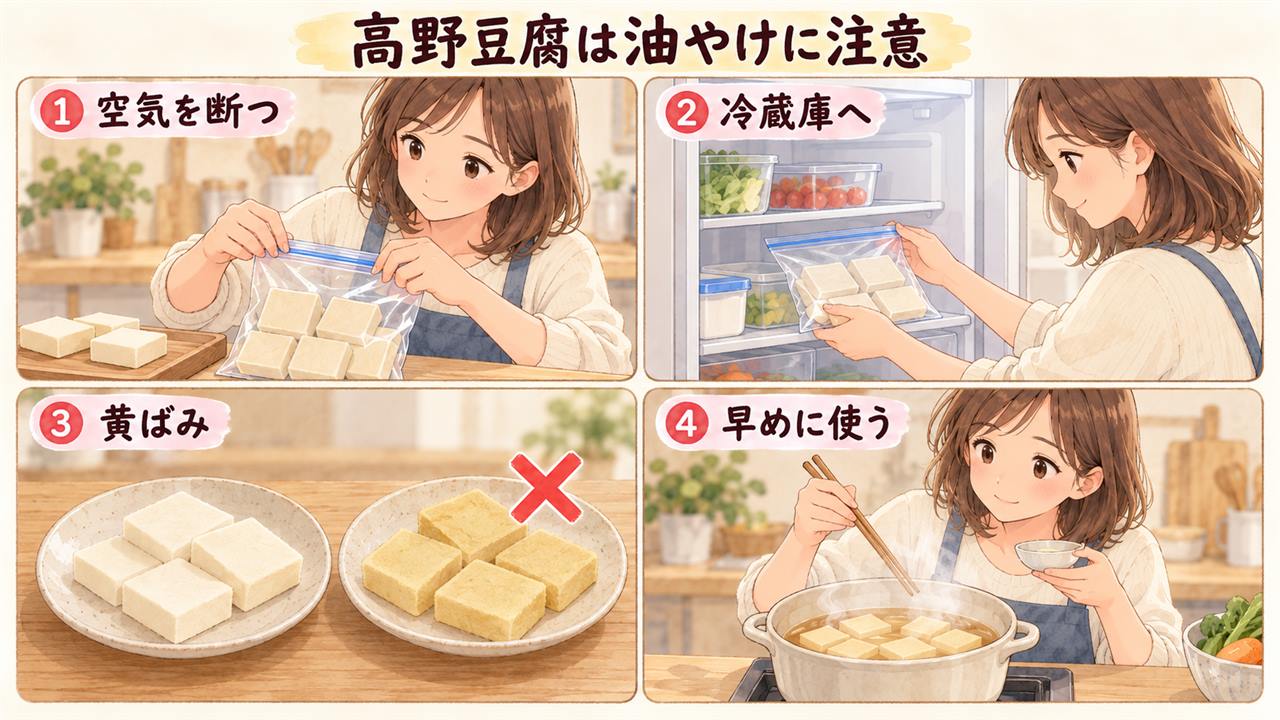 図解：高野豆腐は油やけに注意