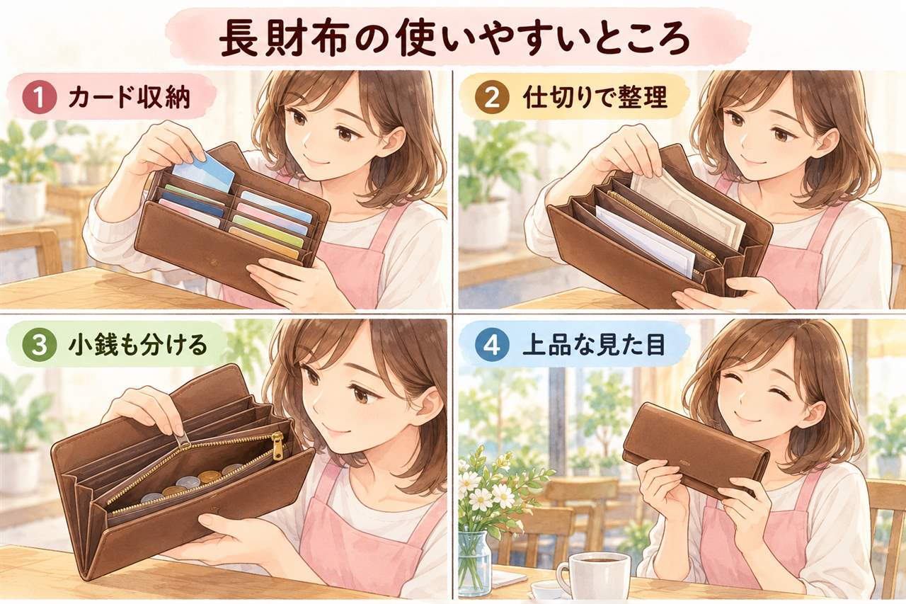 図解:長財布の使いやすいところ